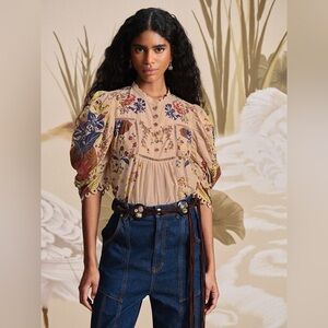 Anthropologie Farm Rio Beauty Bouquet Blouse Size XL